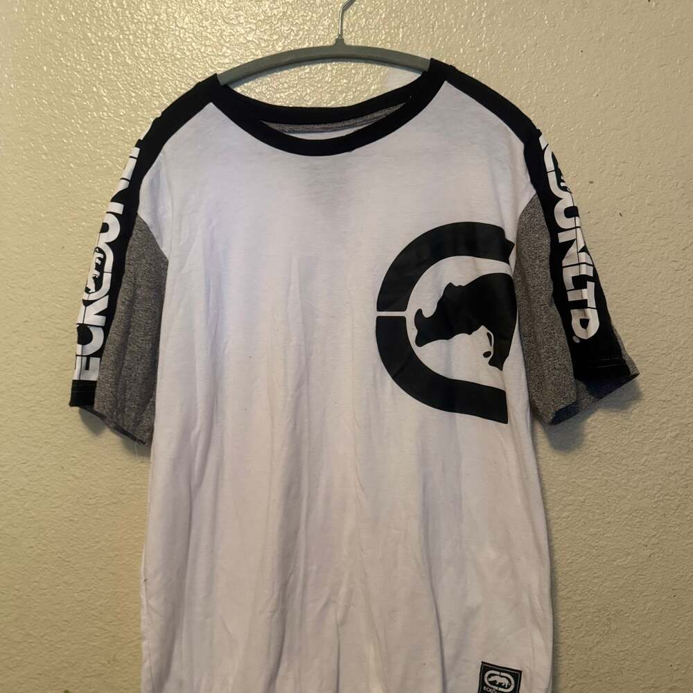 Ecko Unltd. Men's Colorblock Rhino T-Shirt in White, Red, and Blue